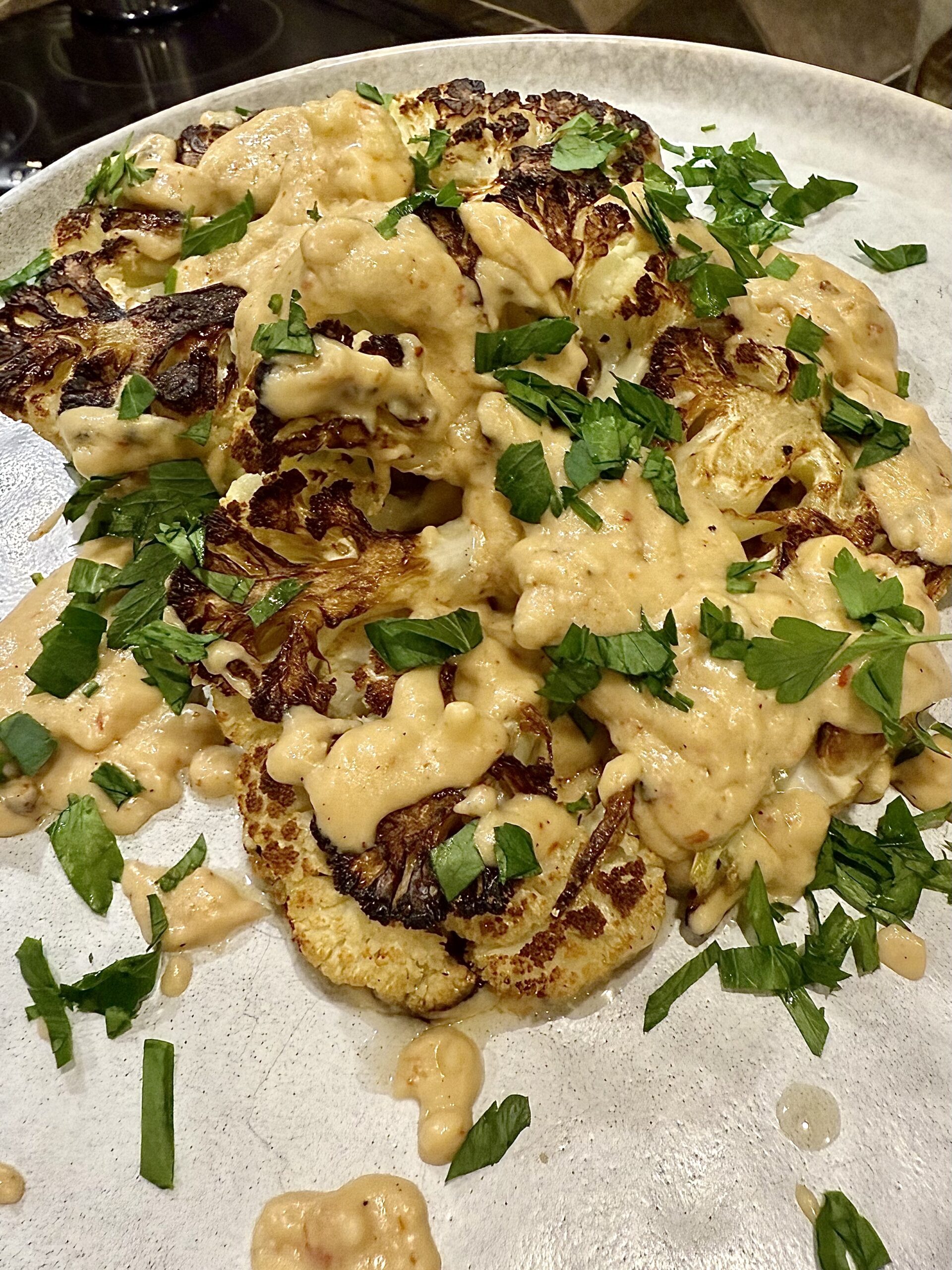 Roasted Cauliflower Cashew Cream Sauce